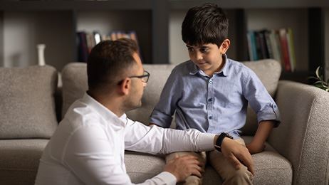 Parent talking to child